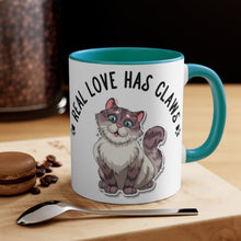 Load image into Gallery viewer, Real Love Has Claws {Red/Green/Blue} Funny Coffee Mug, 11oz | Funny Gift | Funny Coffee Mug |Cat Mug | Funny Cat Mug