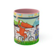 Load image into Gallery viewer, "Daily Commute"  - 11oz {Navy Blue/Red/Pink/Green}  | Forest Animals | Fox | Bear| Rabbit on Bicycles