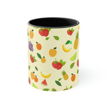 Load image into Gallery viewer, 1960's Retro Fruit Coffee Cup   11oz Ceramic Mug with Color interior - Wallpapered with Fruits!