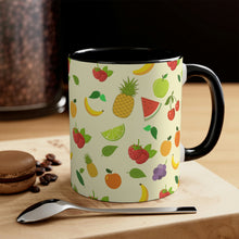 Load image into Gallery viewer, 1960's Retro Fruit Coffee Cup   11oz Ceramic Mug with Color interior - Wallpapered with Fruits!