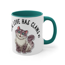 Load image into Gallery viewer, Real Love Has Claws {Red/Green/Blue} Funny Coffee Mug, 11oz | Funny Gift | Funny Coffee Mug |Cat Mug | Funny Cat Mug