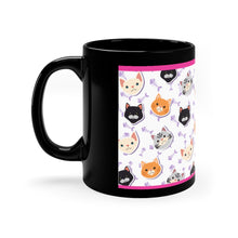 Load image into Gallery viewer, My Valentine Has Paws (Cat) - 11oz Ceramic Black Mug | Cute Cat Coffee Mug | Valentines Day Cat Gift