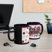 Load image into Gallery viewer, My Valentine Has Paws (Cat) - 11oz Ceramic Black Mug | Cute Cat Coffee Mug | Valentines Day Cat Gift