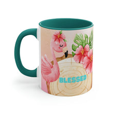 Load image into Gallery viewer, Jesus Loves Me Flamingo Coffee Mug - 11oz {Navy Blue/Red/Pink/Green}