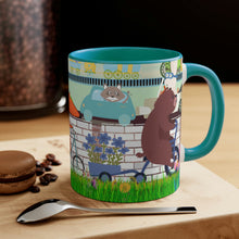 Load image into Gallery viewer, "Daily Commute"  - 11oz {Navy Blue/Red/Pink/Green}  | Forest Animals | Fox | Bear| Rabbit on Bicycles