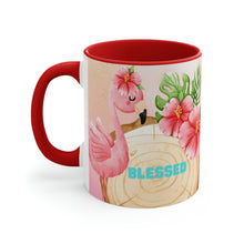 Load image into Gallery viewer, Jesus Loves Me Flamingo Coffee Mug - 11oz {Navy Blue/Red/Pink/Green}
