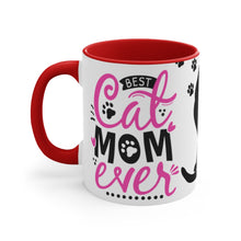 Load image into Gallery viewer, Best Cat Mom Ever {Hot Pink and Black} Fun Coffee Mug, 11oz | Funny Gift | Funny Coffee Mug |Cat Mug | Funny Cat Mug