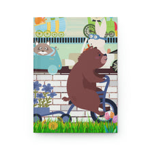 Load image into Gallery viewer, "Bicycle Bear" - 150 pages (75 sheets)  hard backed lined journal