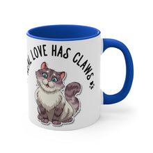 Load image into Gallery viewer, Real Love Has Claws {Red/Green/Blue} Funny Coffee Mug, 11oz | Funny Gift | Funny Coffee Mug |Cat Mug | Funny Cat Mug