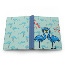 Load image into Gallery viewer, "Blue Flamingos In Love"  - 150 pages (75 sheets)  hard backed lined journal