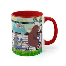 Load image into Gallery viewer, "Daily Commute"  - 11oz {Navy Blue/Red/Pink/Green}  | Forest Animals | Fox | Bear| Rabbit on Bicycles