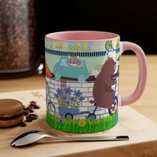 Load image into Gallery viewer, "Daily Commute"  - 11oz {Navy Blue/Red/Pink/Green}  | Forest Animals | Fox | Bear| Rabbit on Bicycles