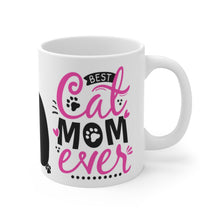 Load image into Gallery viewer, Best Cat Mom Ever  -  {Hot Pink and Black} Ceramic Mug 11oz | Fun  Coffee Mug | Fun Cat Coffee Mug