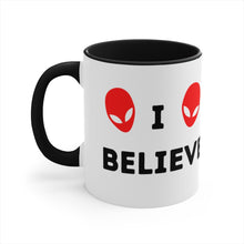 Load image into Gallery viewer, I Believe -Cow Alien Abduction -{Red/Navy/Black} Funny Coffee Mug, 11oz | Funny Gift | Funny Coffee Mug | Funny Alien Mug