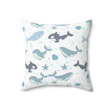 Load image into Gallery viewer, Whimsical Whales - Spun Polyester Square Pillow