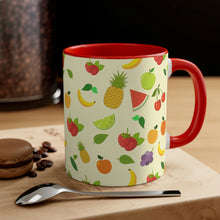 Load image into Gallery viewer, 1960's Retro Fruit Coffee Cup   11oz Ceramic Mug with Color interior - Wallpapered with Fruits!