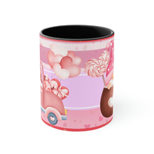 Load image into Gallery viewer, Valentines Day Gnomes ,"Have Love, Will Travel" 11oz Ceramic Mug with Color interior