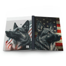 Load image into Gallery viewer, Grey German Shepherd - 150 page (75 sheets) Lined Hardback Journal | Patriotic German Shepherd | Grey German Shepherd