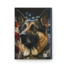 Load image into Gallery viewer, German Shepherd Flag, Patriotic Journal - 150 page (75 sheets) Lined Hardback Journal