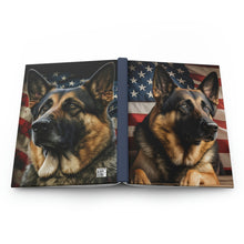 Load image into Gallery viewer, German Shepherd Flag, Patriotic Journal - 150 page (75 sheets) Lined Hardback Journal