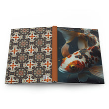 Load image into Gallery viewer, Black, Orange, and Gold Koi Fish  - 150 page (75 sheets) Lined Hardback Journal | Koi Fish Secret Pond