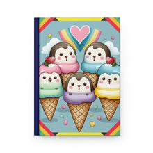 Load image into Gallery viewer, Cute Kawaii Style Penguins and Ice Cream Lined Journal - 150 page (75 sheets) Lined Hardback Journal