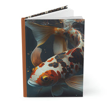Load image into Gallery viewer, Black, Orange, and Gold Koi Fish  - 150 page (75 sheets) Lined Hardback Journal | Koi Fish Secret Pond