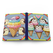 Load image into Gallery viewer, Cute Kawaii Style Penguins and Ice Cream Lined Journal - 150 page (75 sheets) Lined Hardback Journal
