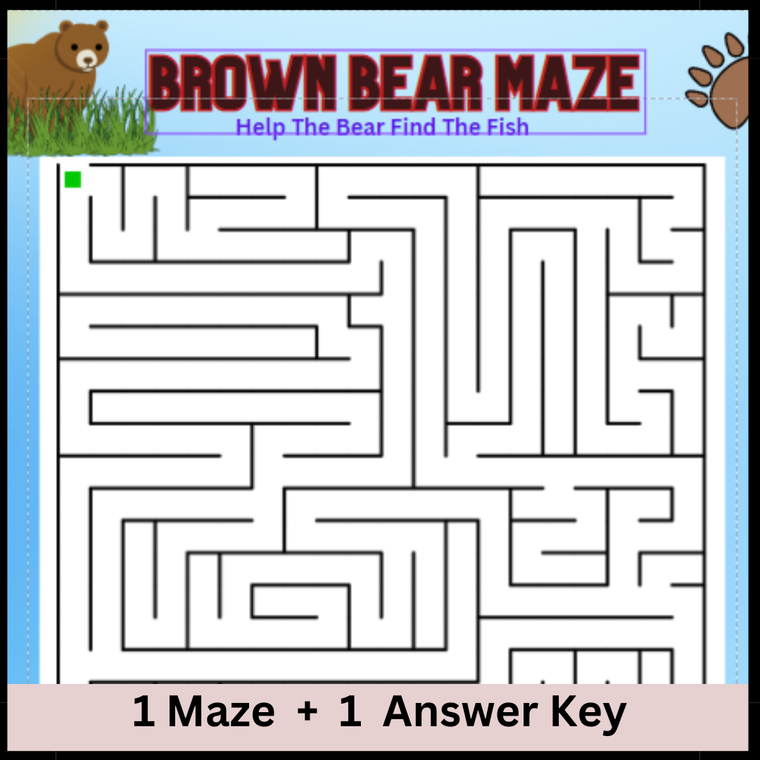 FREE!  1 Brown Bear Maze with Answer Key (2 pages)