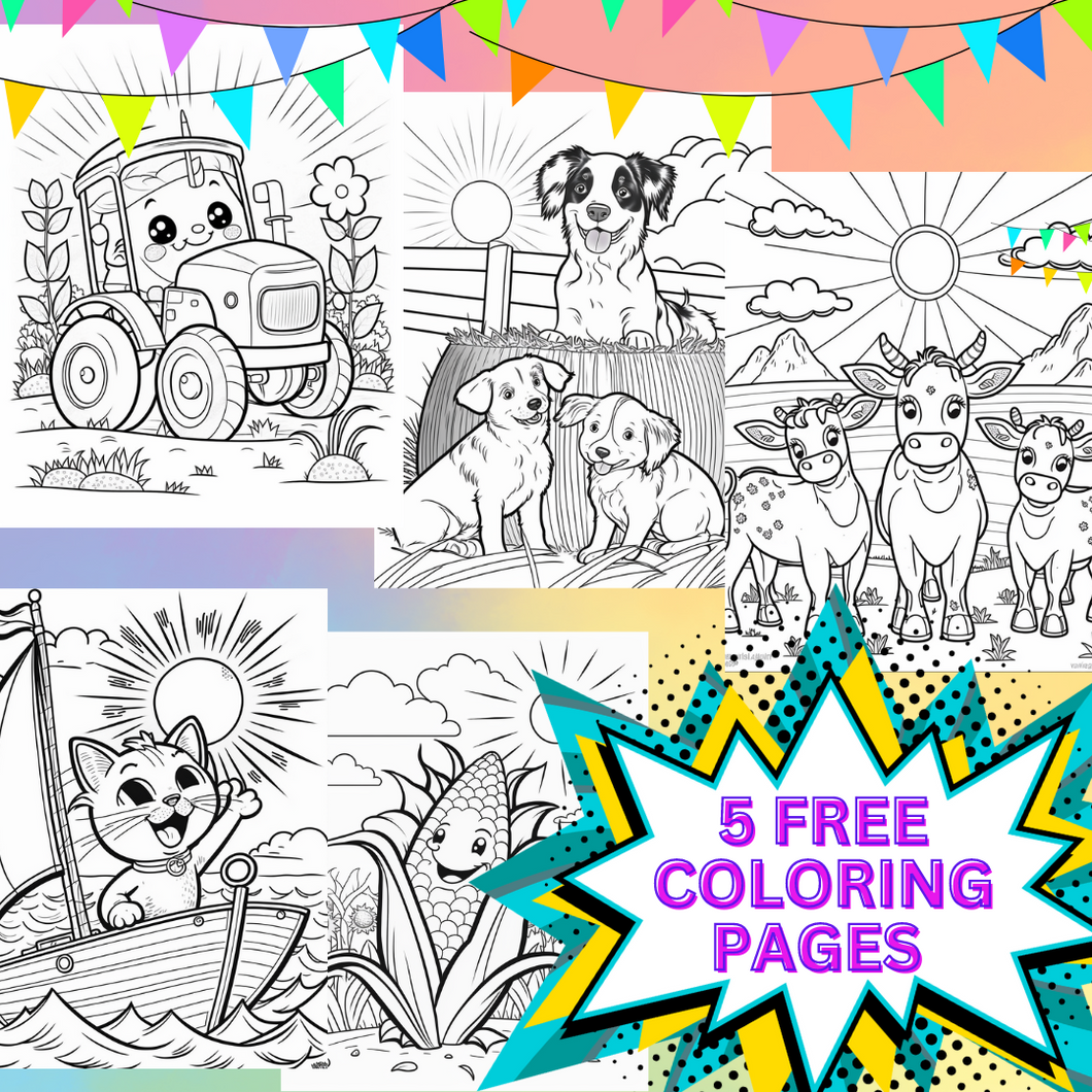 FREE!  Let The Fun Begin: 5 FREE Coloring Pages For Kids! (5 Pages)