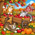 FREE Autumn Cats Coloring Page – Cute Fall Kittens, Apples & Farm Scene | Printable PDF