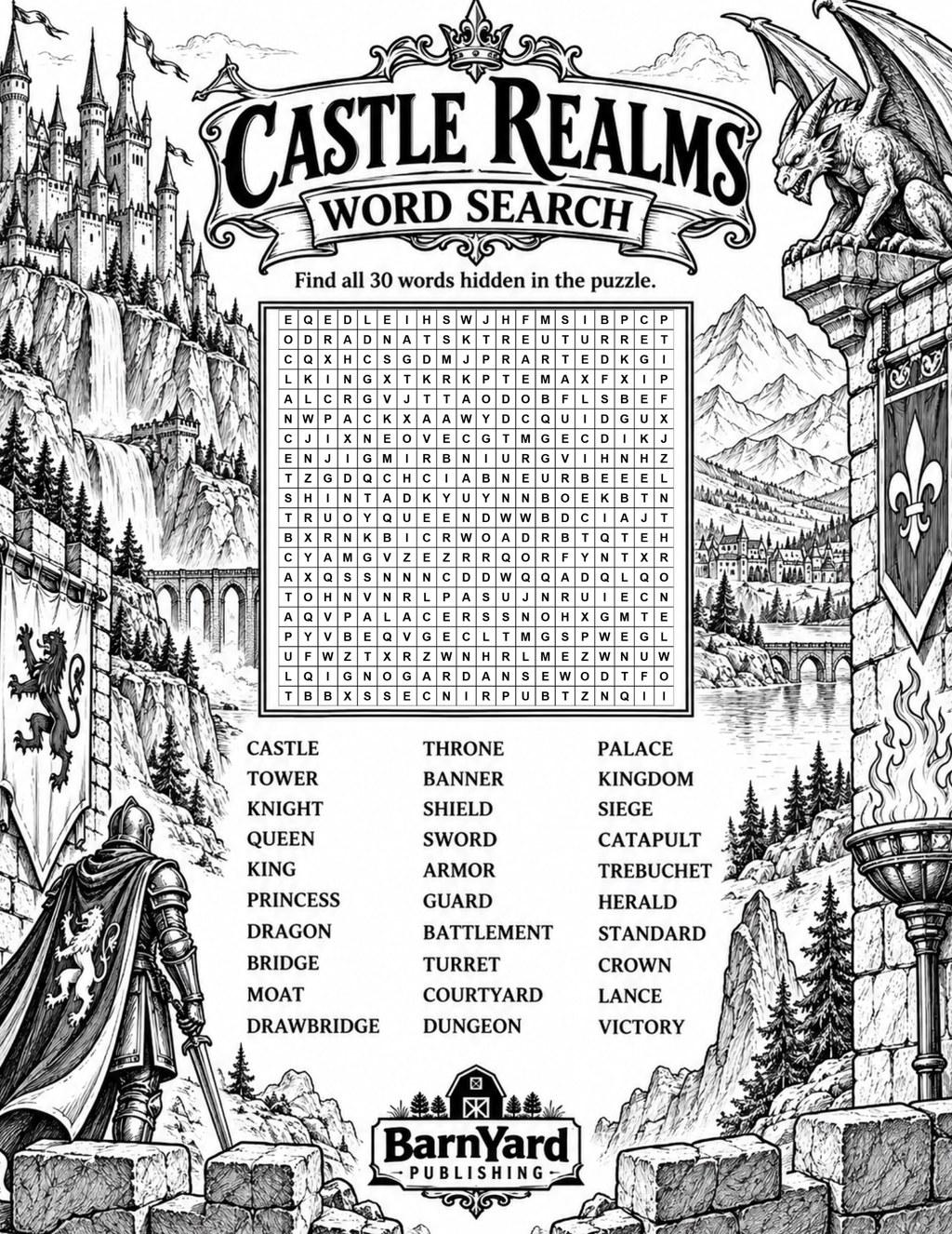 FREE Castle Realms Word Search Printable – Medieval Fantasy Puzzle