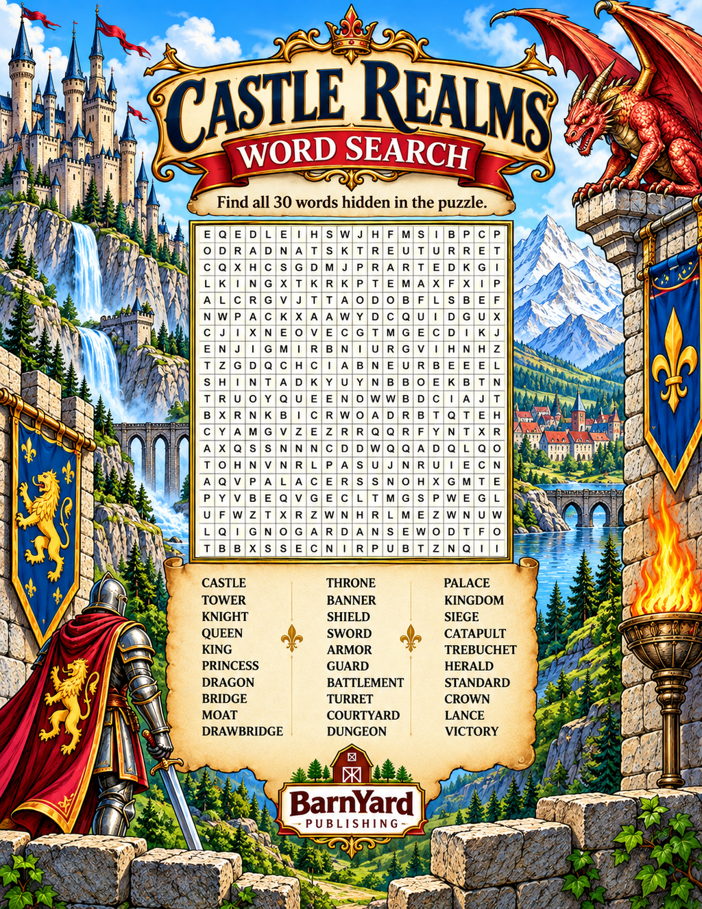 FREE Castle Realms Word Search Printable – Medieval Fantasy Puzzle