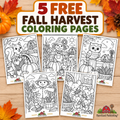 FREE!  5 Fall Harvest Coloring Pages