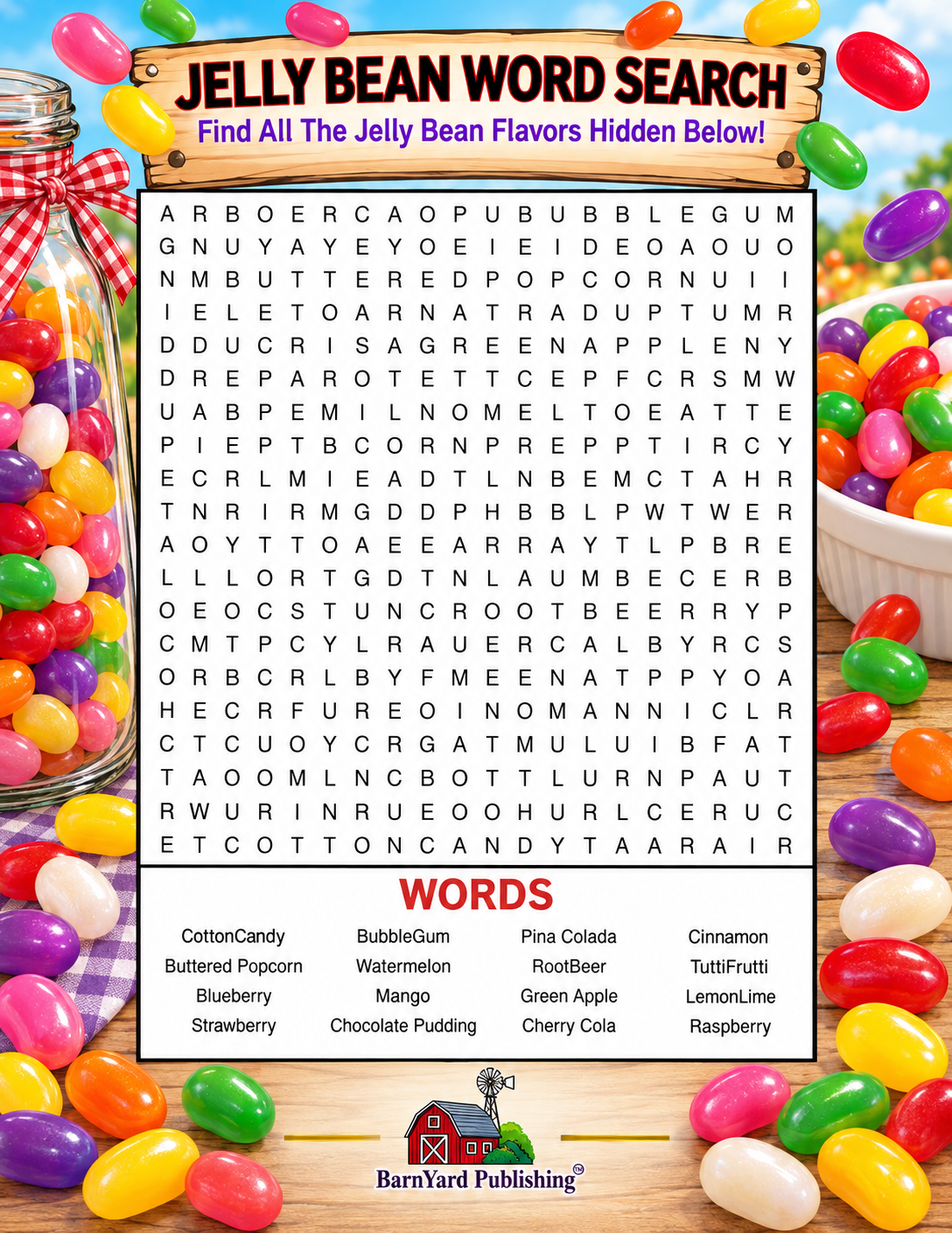FREE!  1 Jelly Bean Word Search with Answer Key (2 pages)