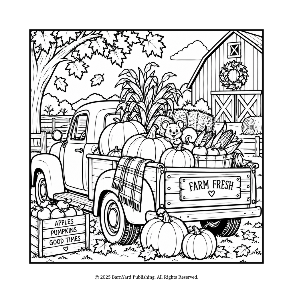 FREE!  1 Fall Harvest Coloring Page