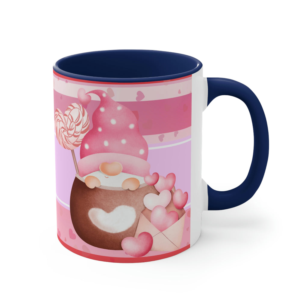 Valentines Day Gnomes ,"Have Love, Will Travel"  11oz Ceramic Mug with Color interior