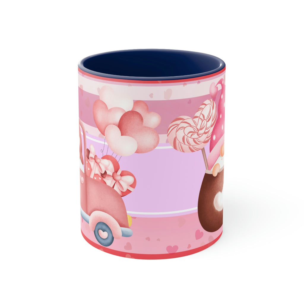 Valentines Day Gnomes ,"Have Love, Will Travel"  11oz Ceramic Mug with Color interior