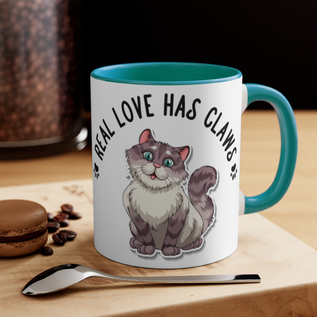 Real Love Has Claws  {Red/Green/Blue} Funny Coffee Mug, 11oz | Funny Gift | Funny Coffee Mug |Cat Mug | Funny Cat Mug
