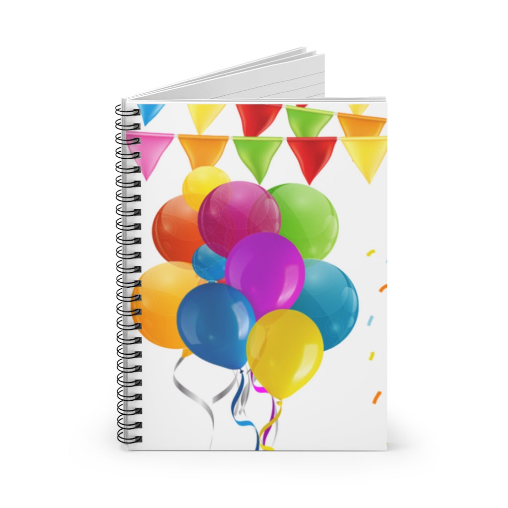 Party Balloons Spiral Notebook - Ruled Line