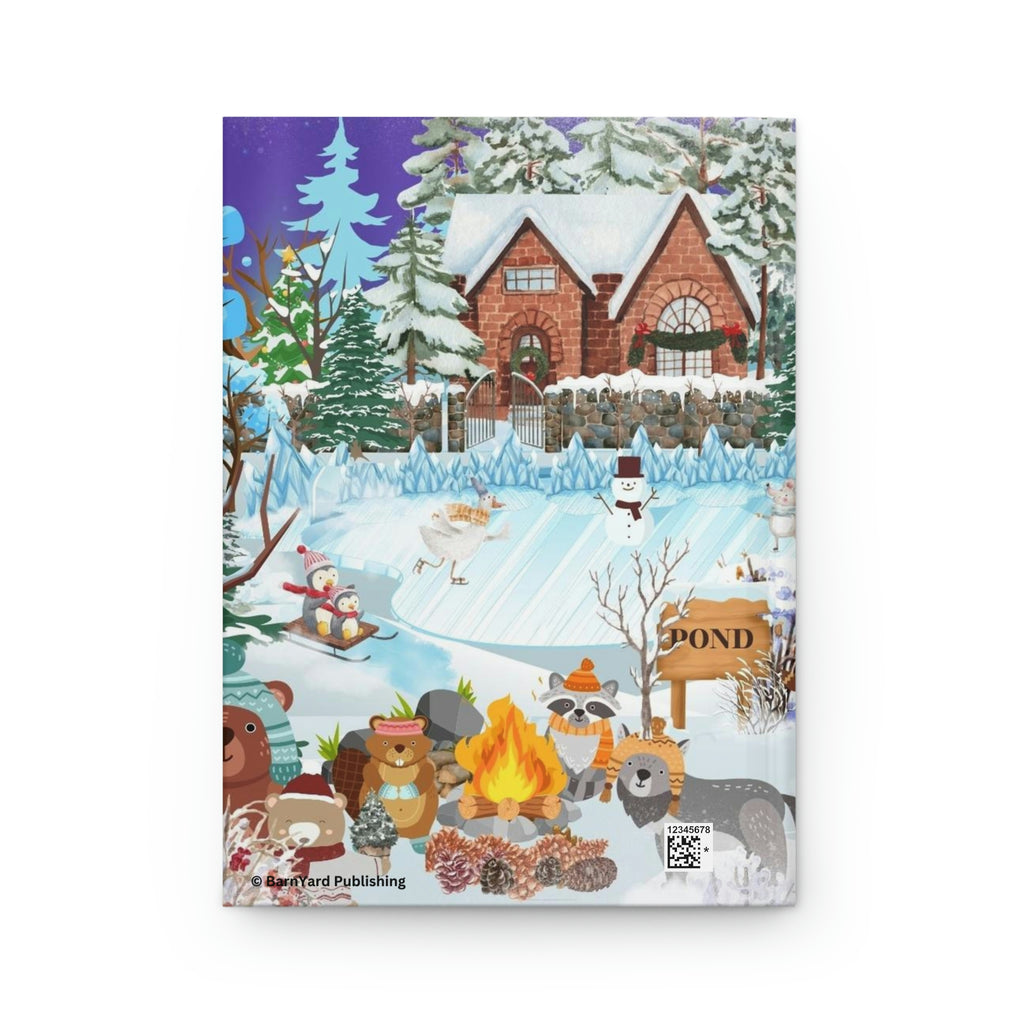 "Winter Whimsy Skating Party" -  150 pages (75 sheets)  Hard Backed Lined Journal