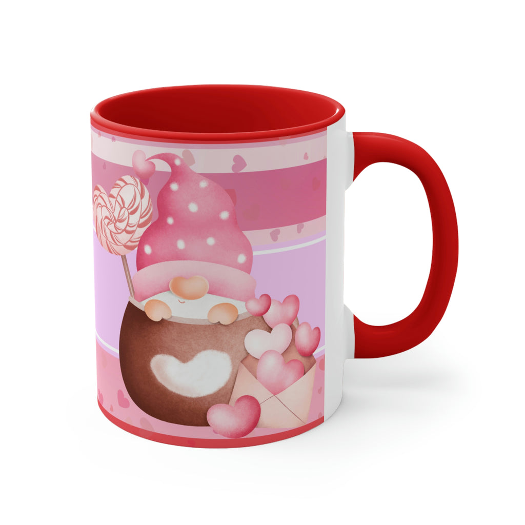 Valentines Day Gnomes ,"Have Love, Will Travel"  11oz Ceramic Mug with Color interior