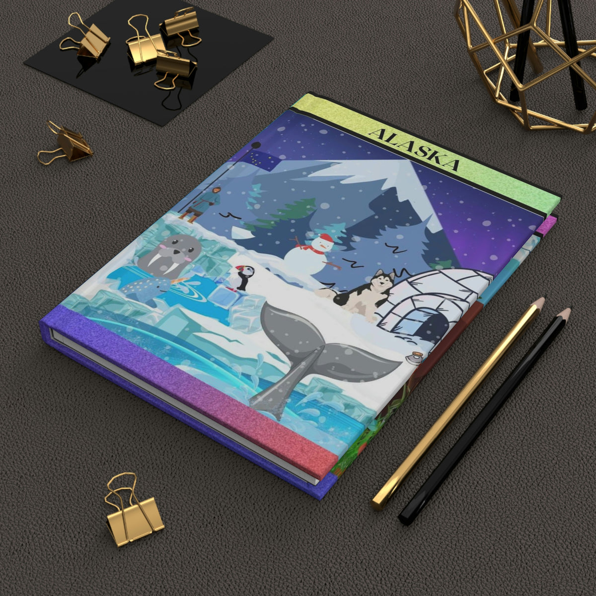 "ALASKA"  - 150 pages (75 sheets)  hard backed lined journal