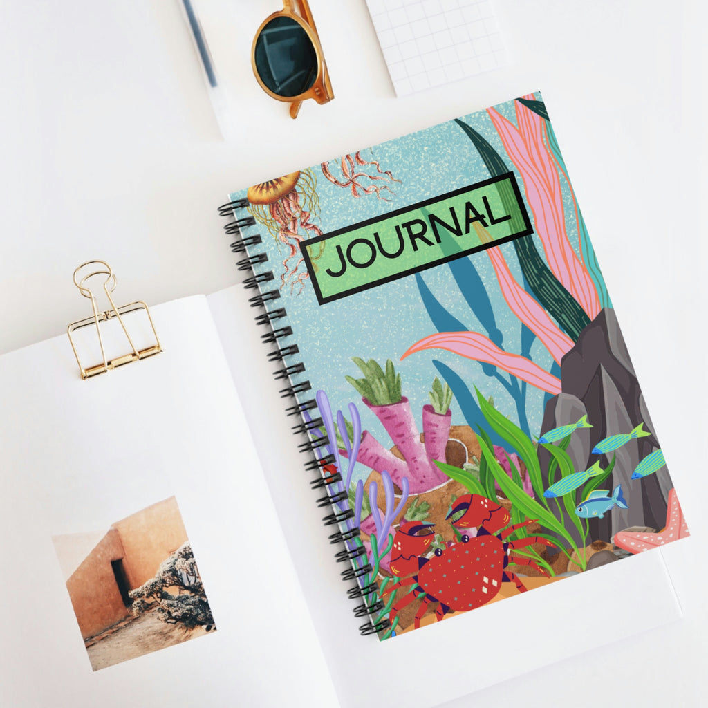 Ocean Floor Seascape Spiral Notebook - Ruled Line - 118 pages | Fun Journal | Ocean Theme | Birthday Gift