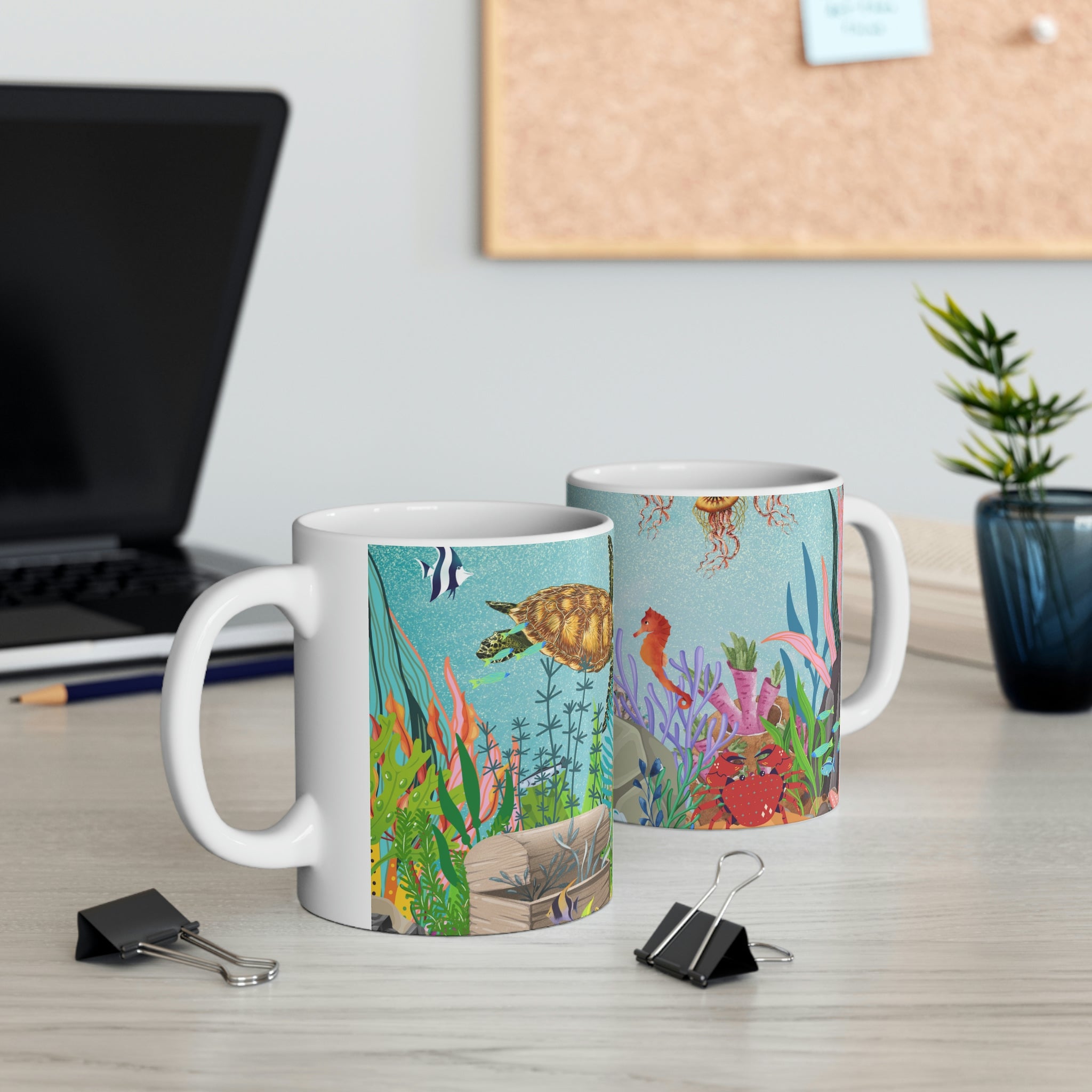 Sea Floor Seascape (White) -  Ceramic Mug 11oz |