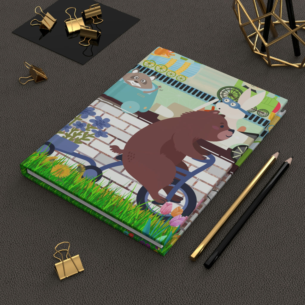 "Bicycle Bear" - 150 pages (75 sheets)  hard backed lined journal