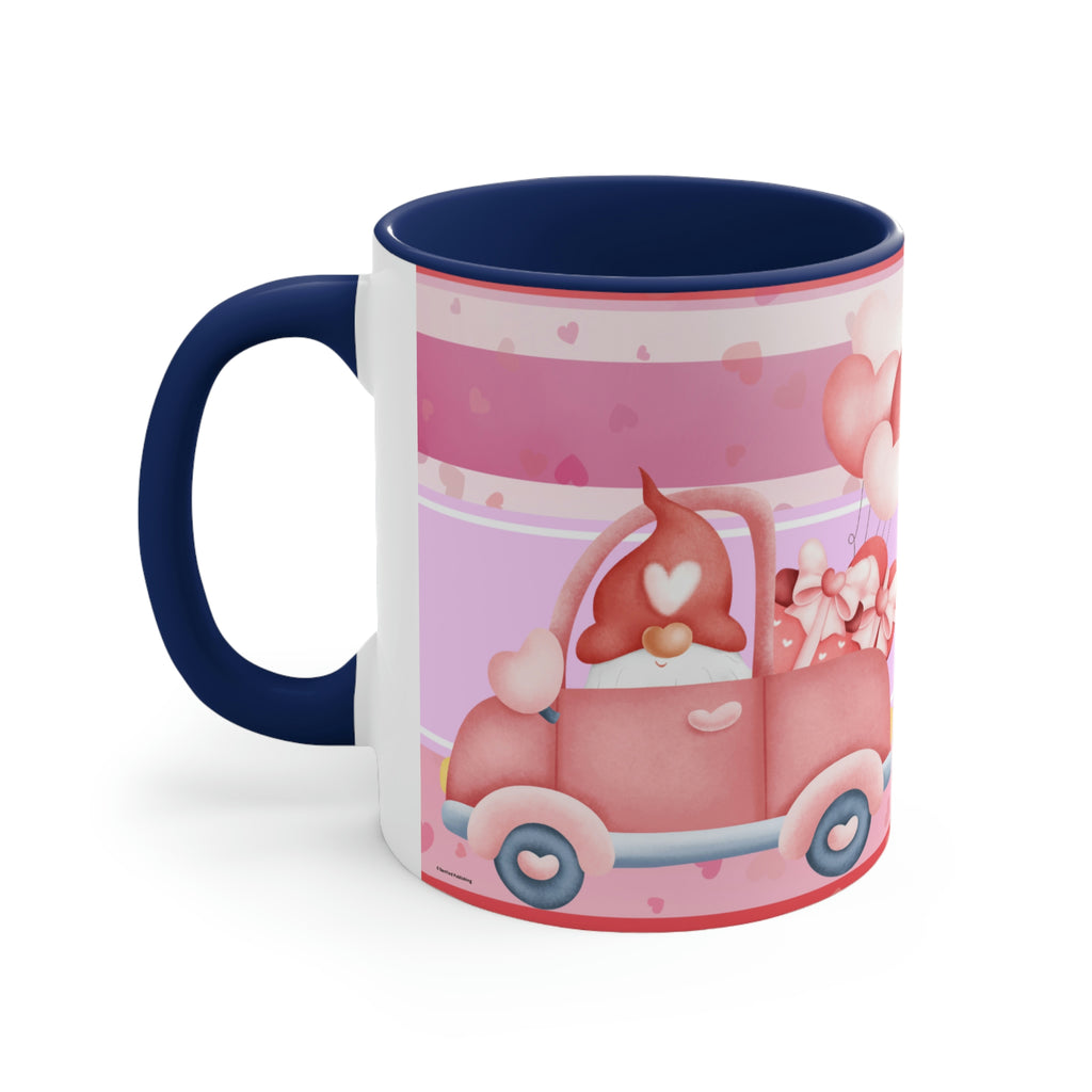 Valentines Day Gnomes ,"Have Love, Will Travel"  11oz Ceramic Mug with Color interior