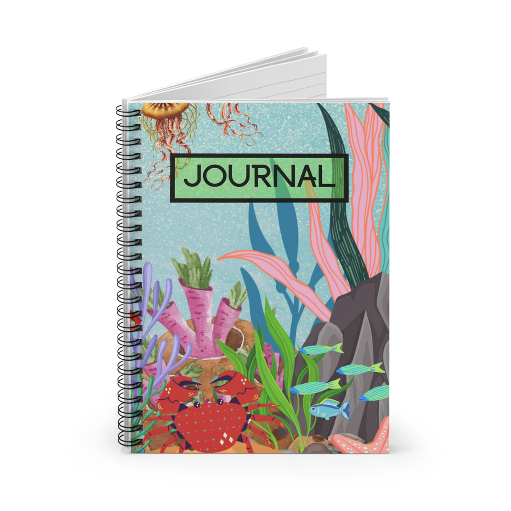 Ocean Floor Seascape Spiral Notebook - Ruled Line - 118 pages | Fun Journal | Ocean Theme | Birthday Gift