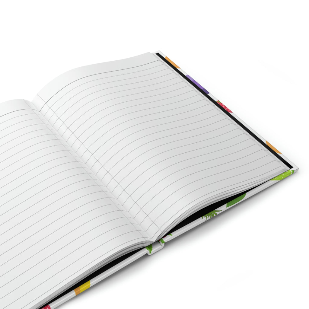 "Retro Fruit" Pattern Hard Backed Lined Journal -150 pages (75 sheets)