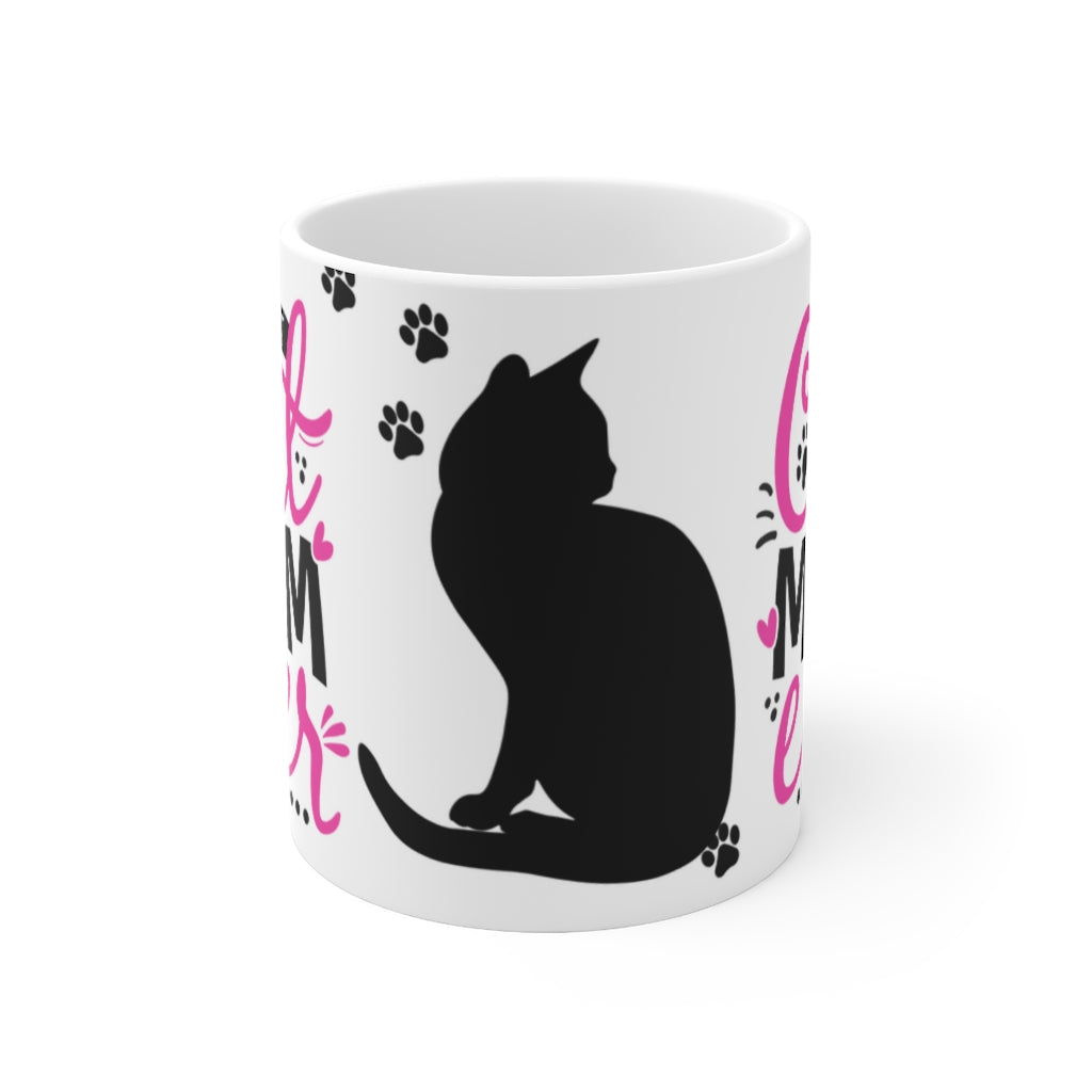 Best Cat Mom Ever  -  {Hot Pink and Black} Ceramic Mug 11oz | Fun  Coffee Mug | Fun Cat Coffee Mug